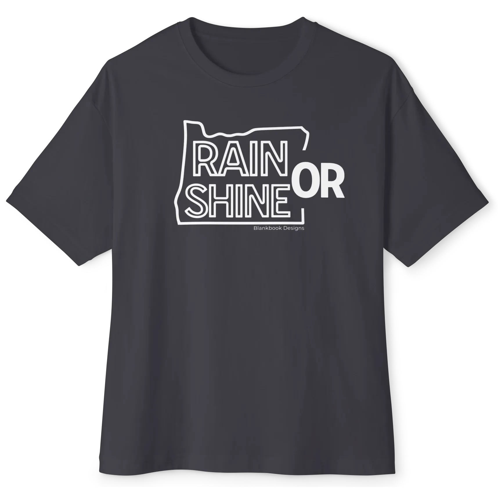 Rain or Shine Tee, White Print, Dark Grey, image 1 of 7