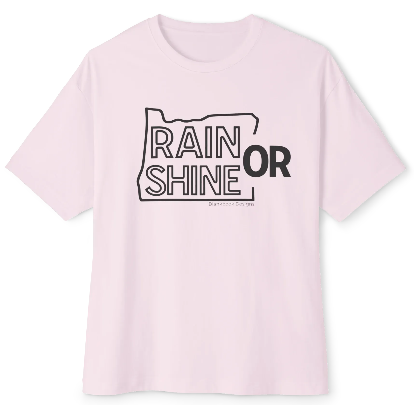 Rain or Shine Tee, Black Print, Soft Pink, image 1 of 7