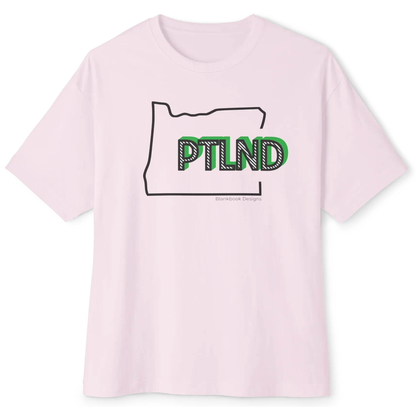 PTLND Tee, Green Shadow, Soft Pink, image 1 of 7