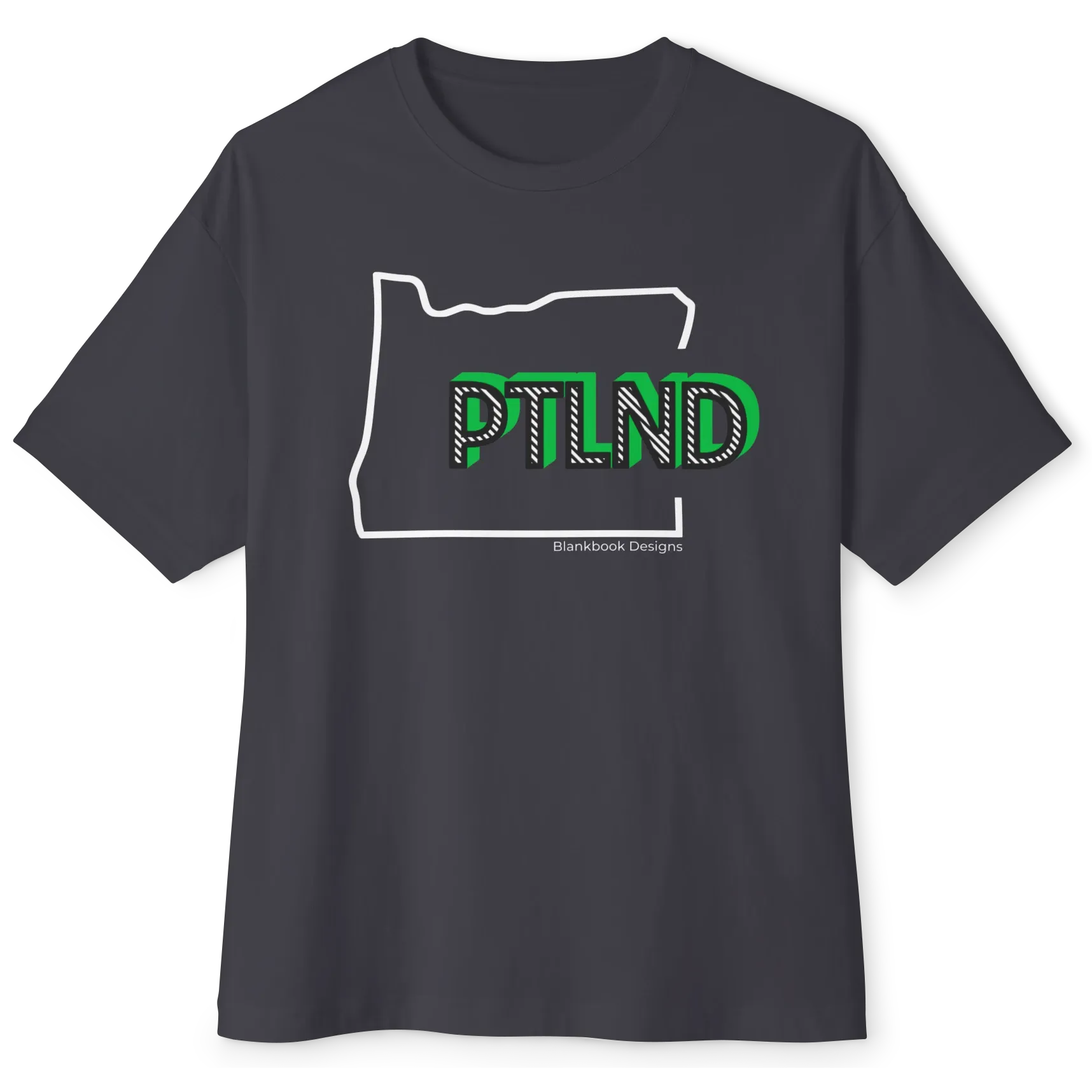 PTLND Tee, White and Green, Dark Grey, image 1 of 7