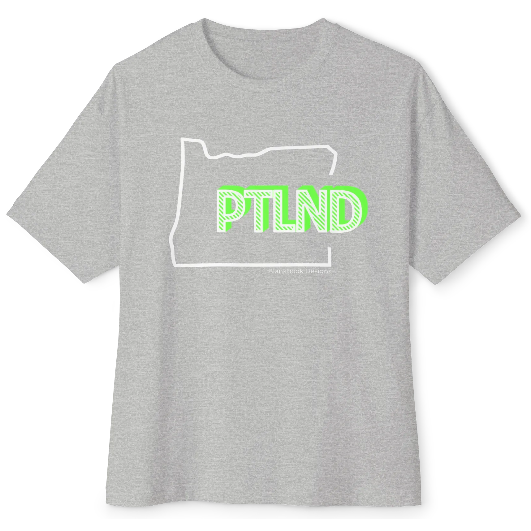 PTLND Tee, White and Lime, Athletic Heather, image 1 of 7