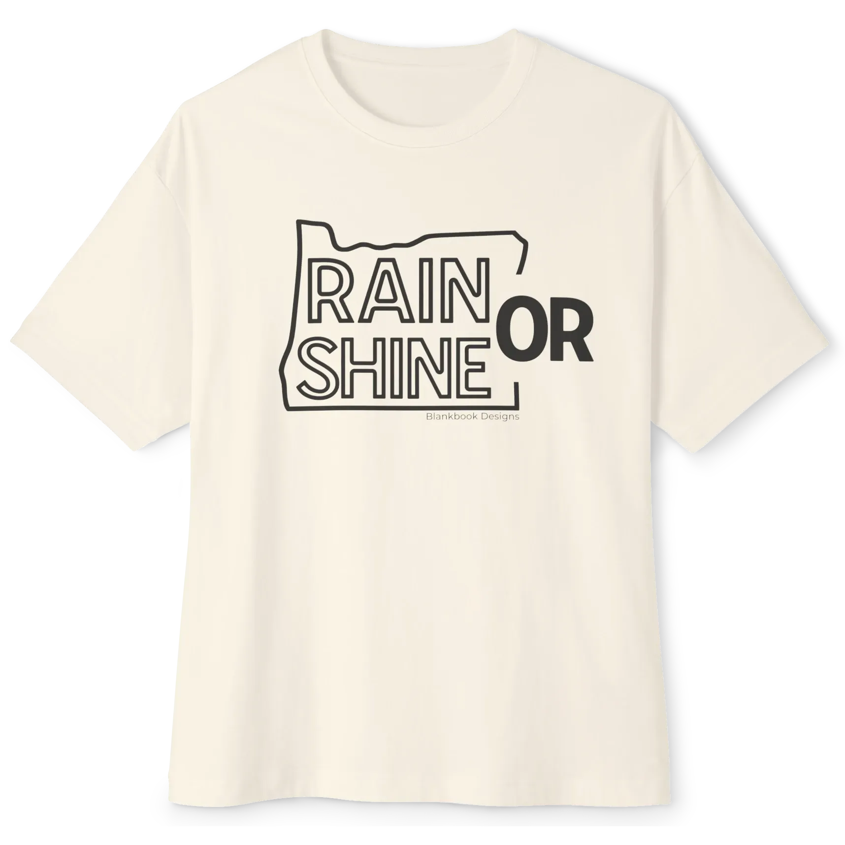 Rain or Shine Tee, Black Print, Natural, image 1 of 7