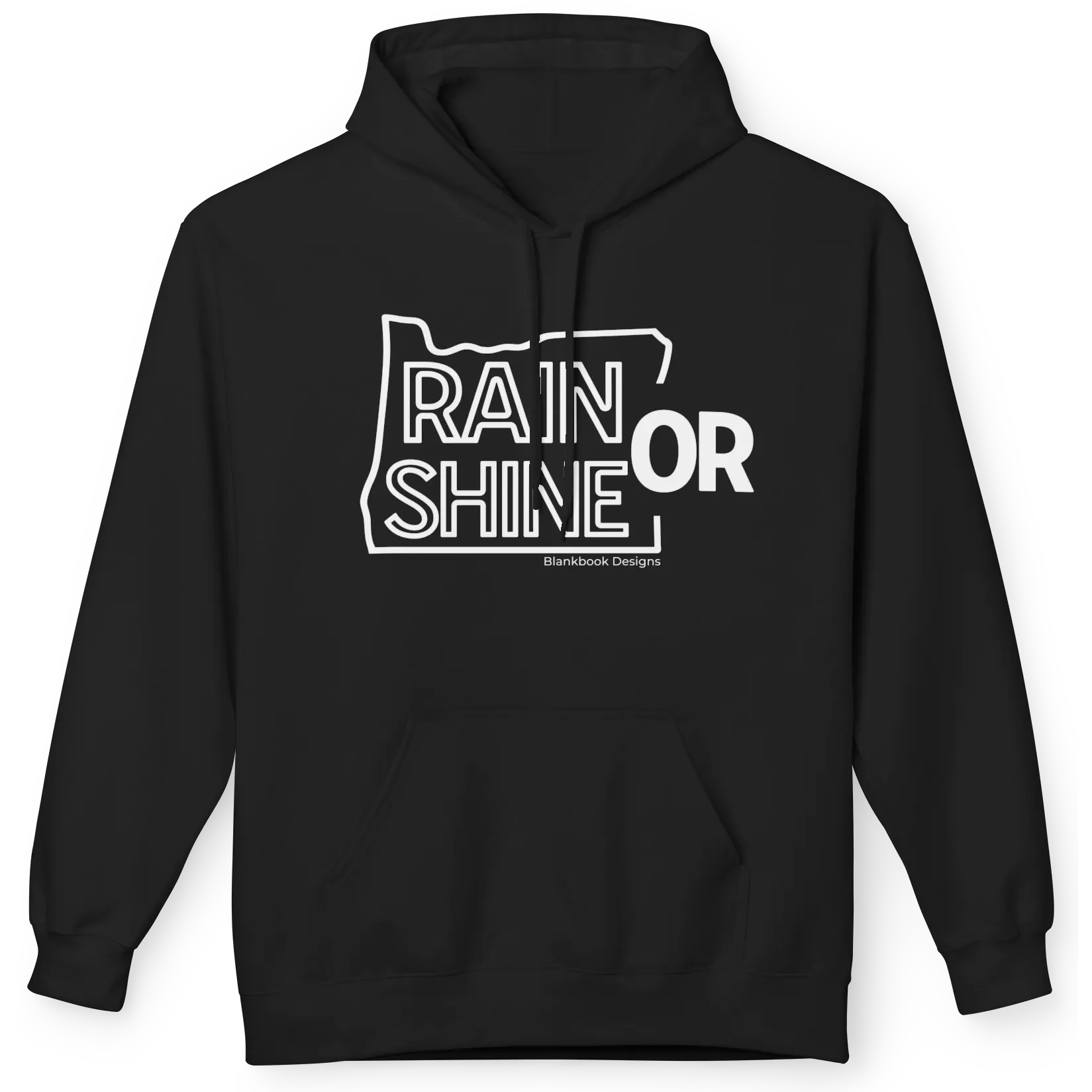 Rain or Shine Hoodie, White Print, Black, image 1 of 3