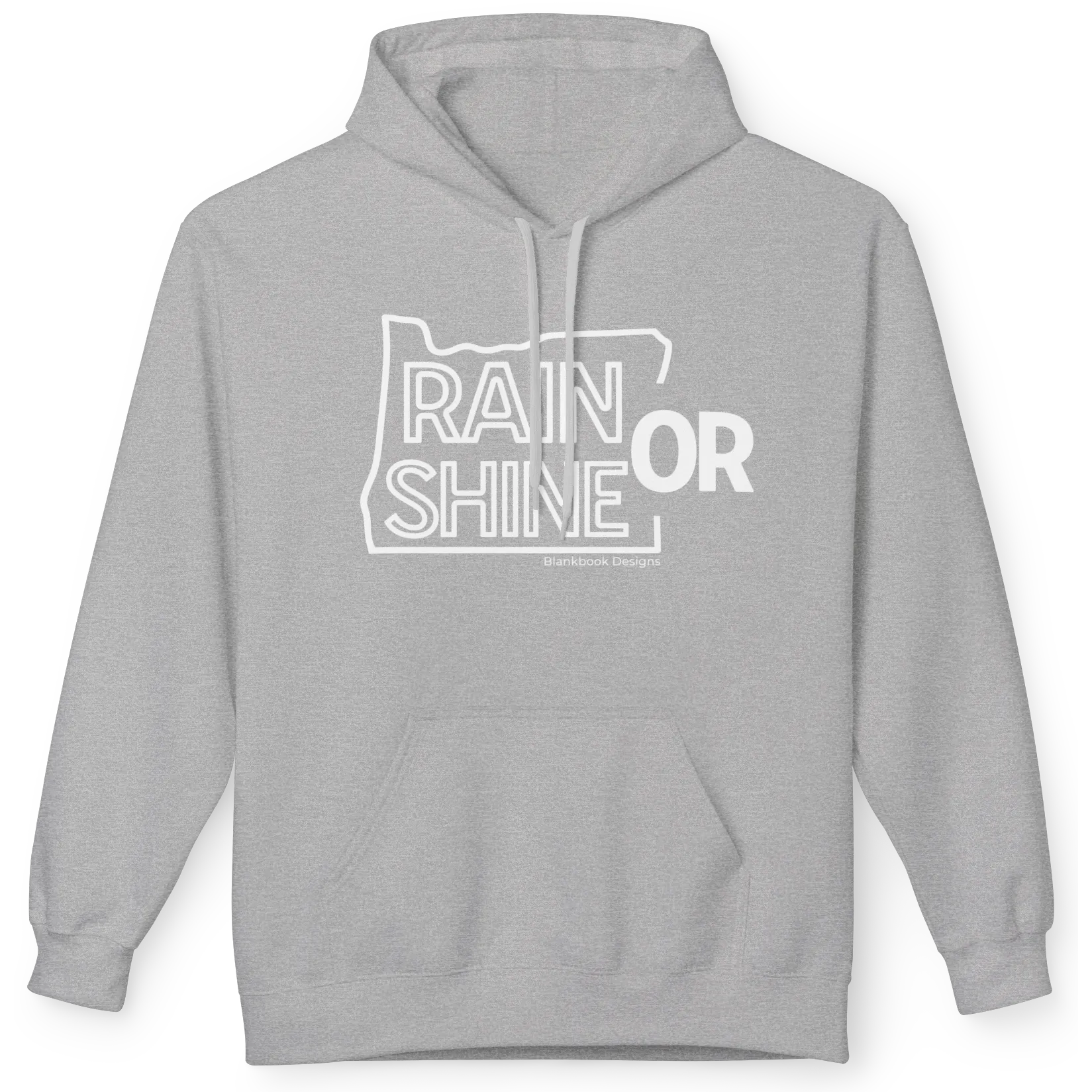 Rain or Shine Hoodie, White Print, Sport Grey, image 1 of 3