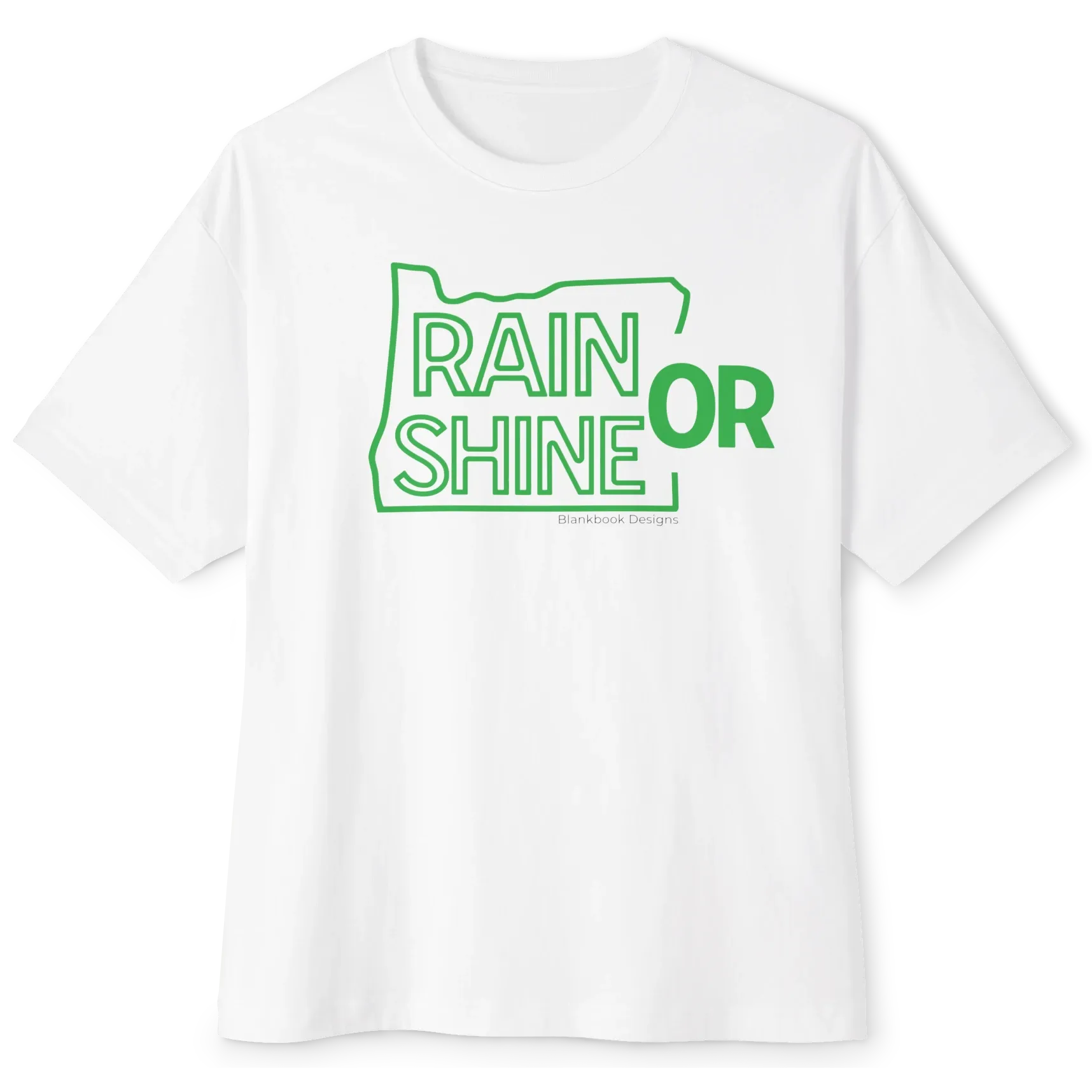 Rain or Shine Tee, Green Print, White, image 1 of 4