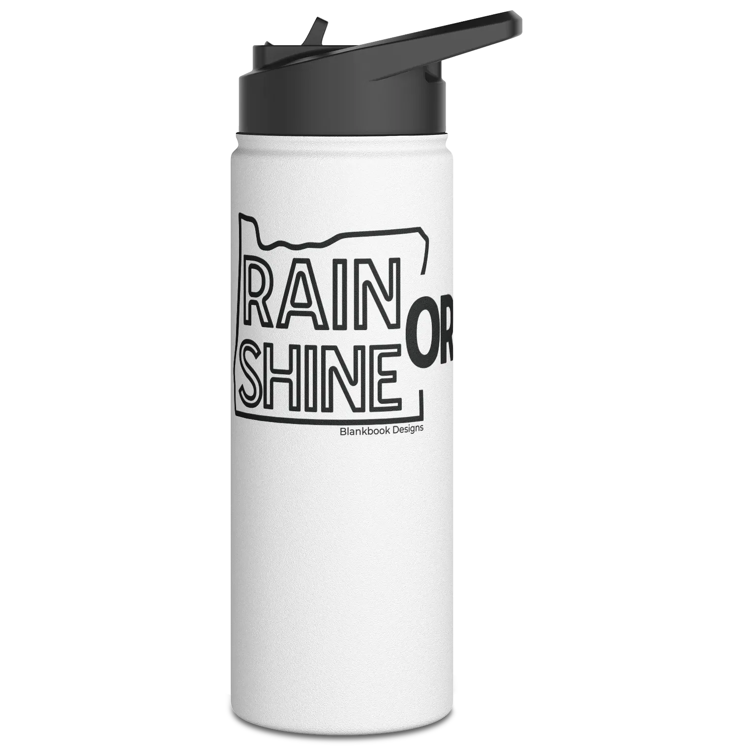 Rain or Shine Bottle, Black Print, White, 18oz, image 1 of 4