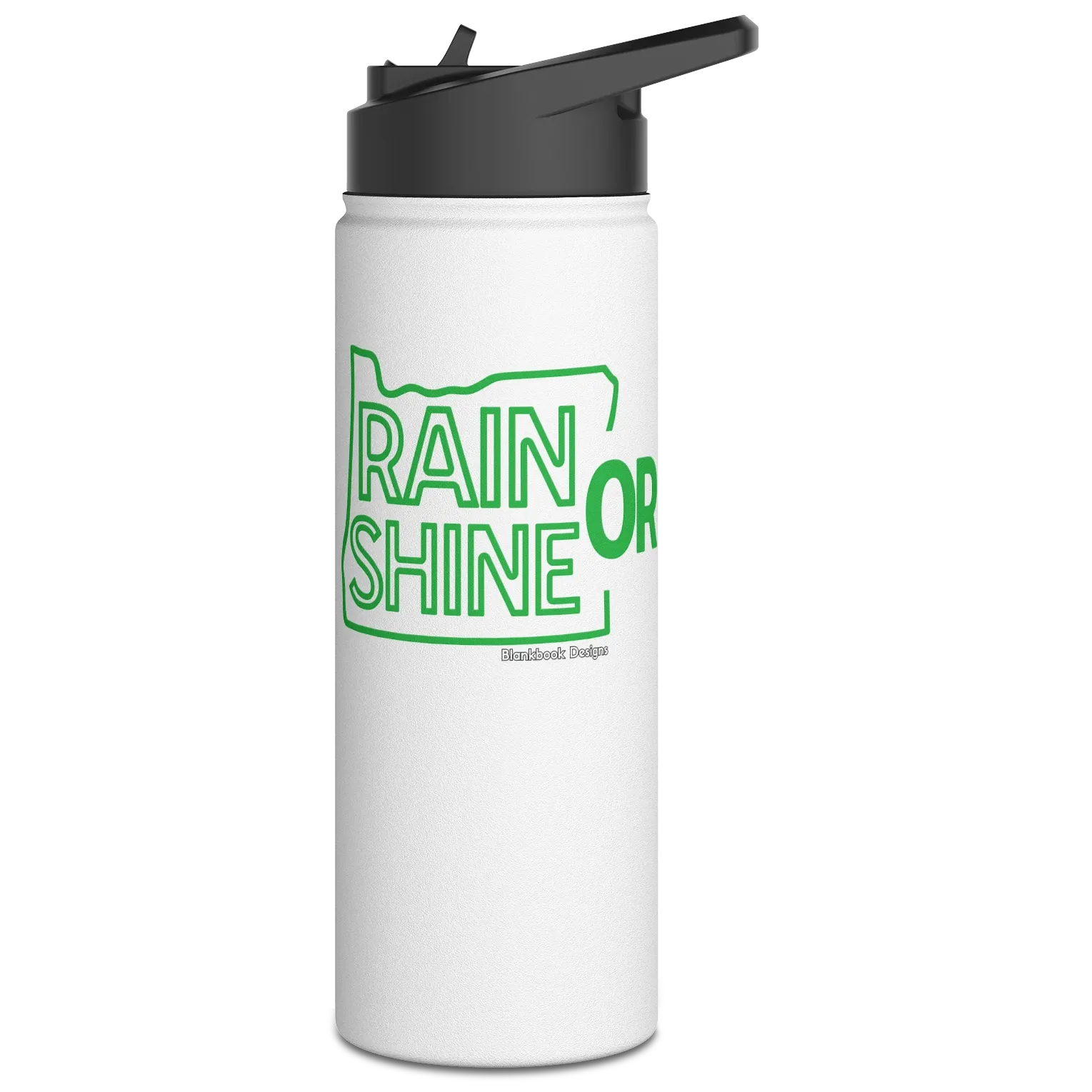 Rain or Shine Bottle, Green Print, White, 18oz, image 1 of 4