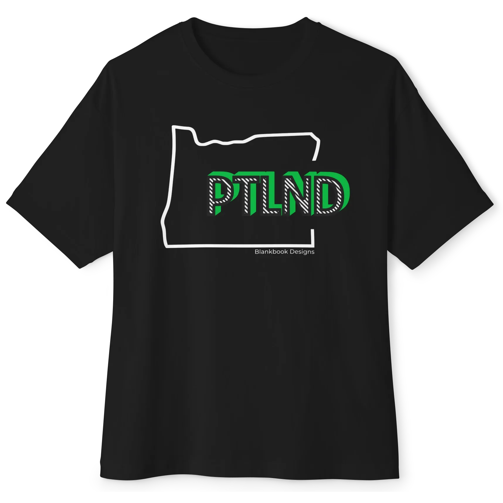 PTLND Tee, White and Green, Black, image 1 of 7