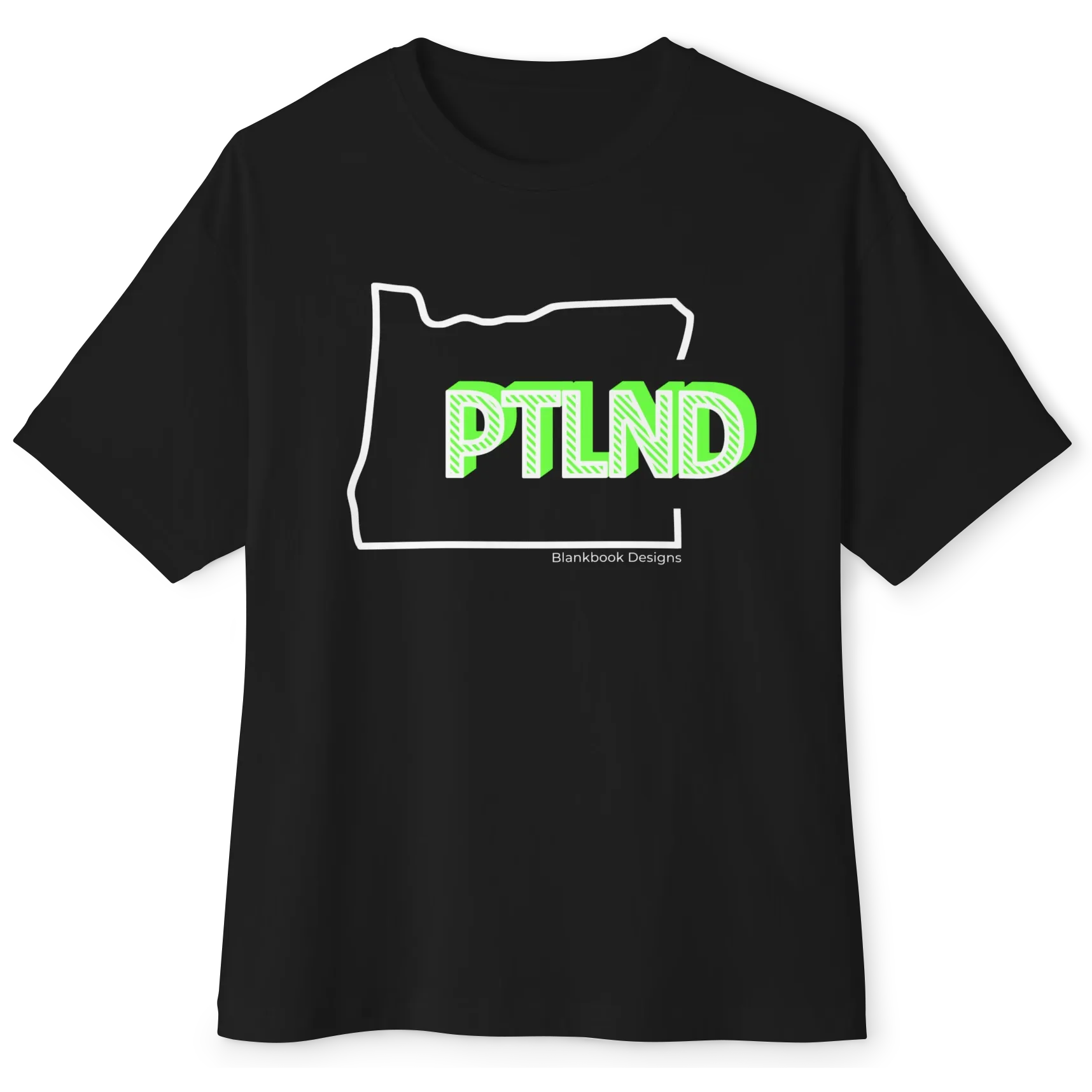 PTLND Tee, White and Lime, Black, image 1 of 7
