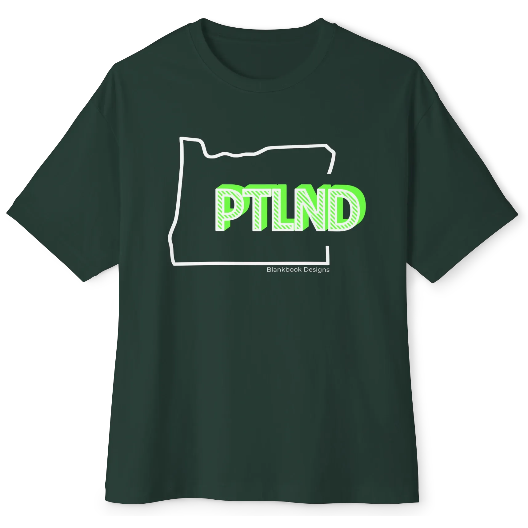 PTLND Tee, White and Lime, Forest, image 1 of 7