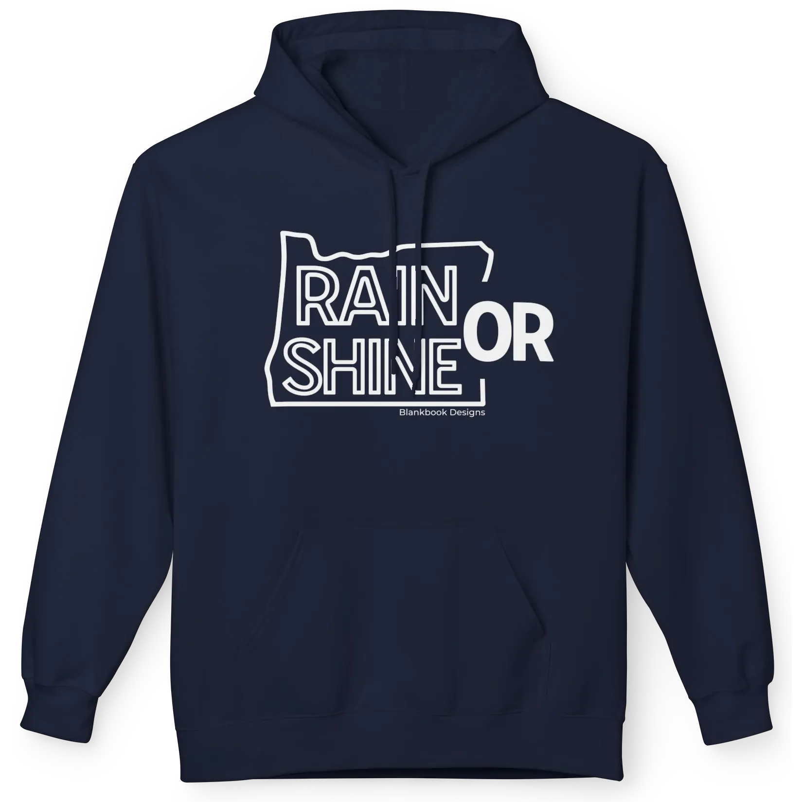 Rain or Shine Hoodie, White Print