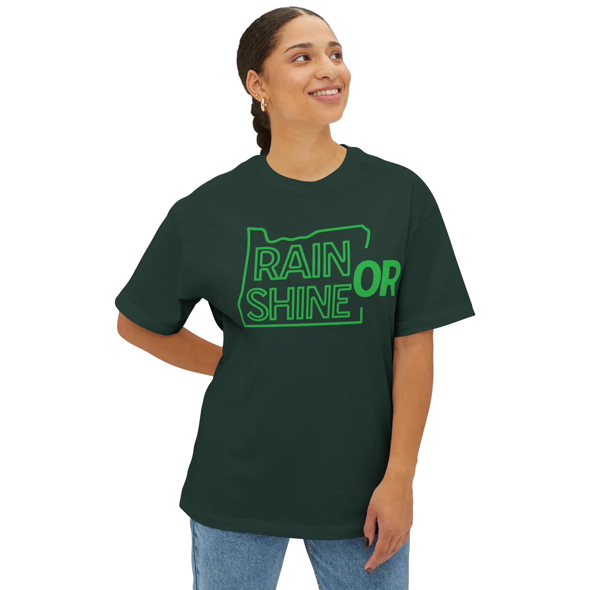 Rain or Shine Tee, Green Print, Forest, image 2 of 4