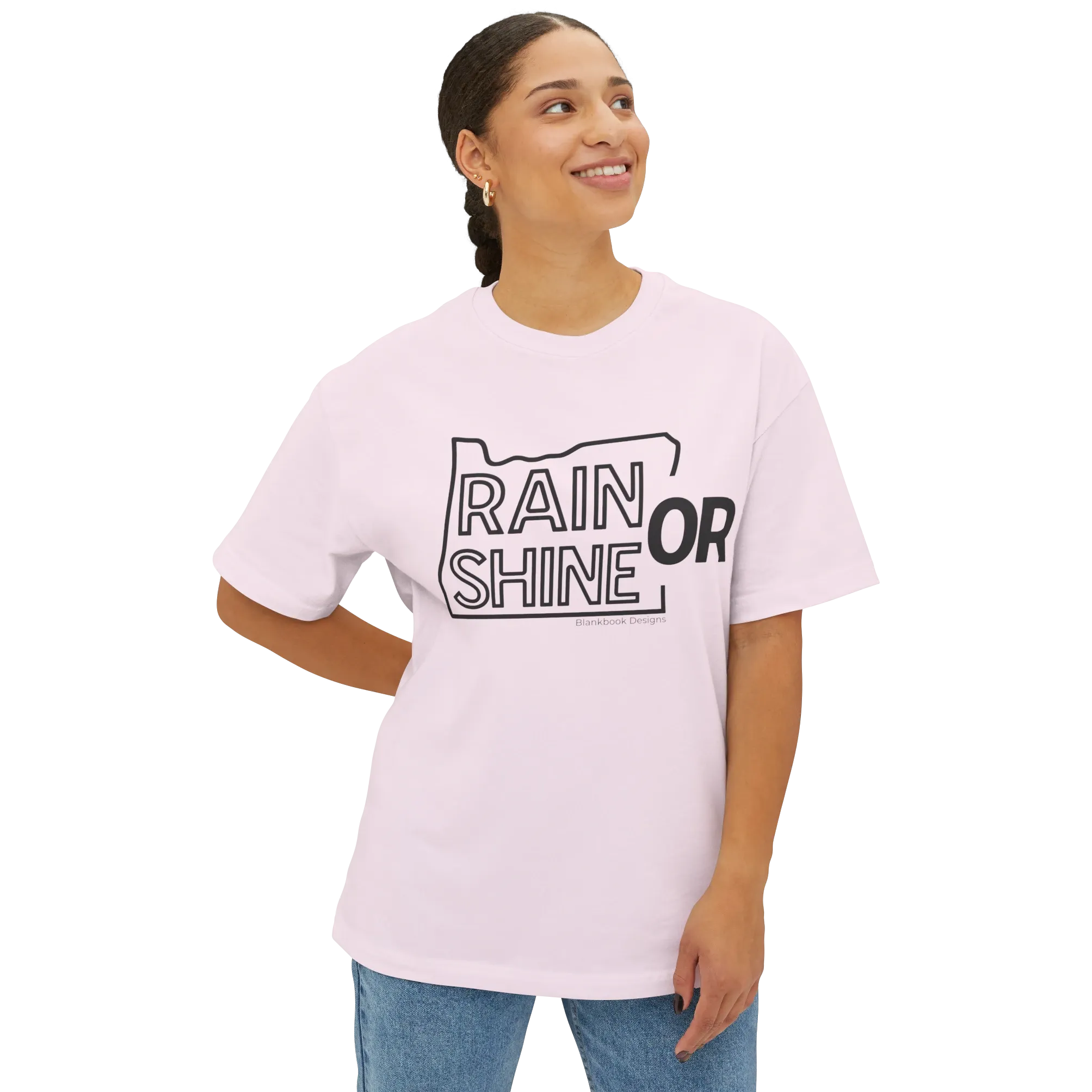 Rain or Shine Tee, Black Print, Soft Pink, image 2 of 7