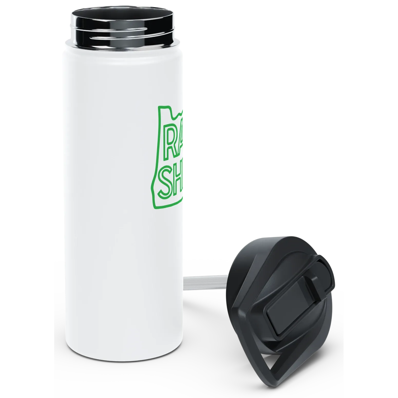 Rain or Shine Bottle, Green Print, White, 18oz, image 2 of 4