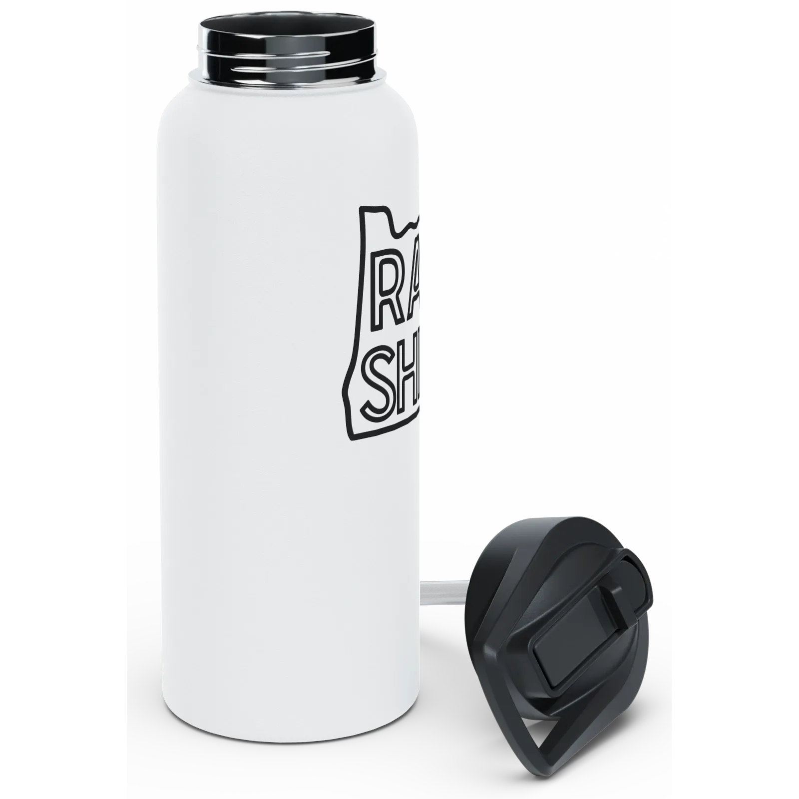 Rain or Shine Bottle, Black Print, White, 32oz, image 2 of 4