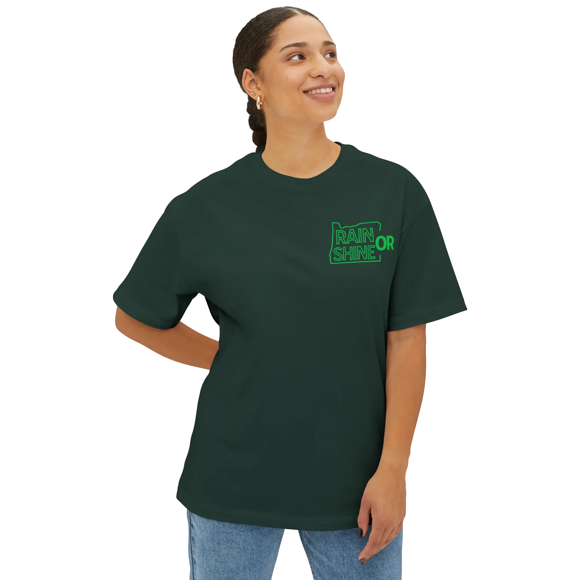 Rain or Shine Small Logo Tee, Forest, image 2 of 3