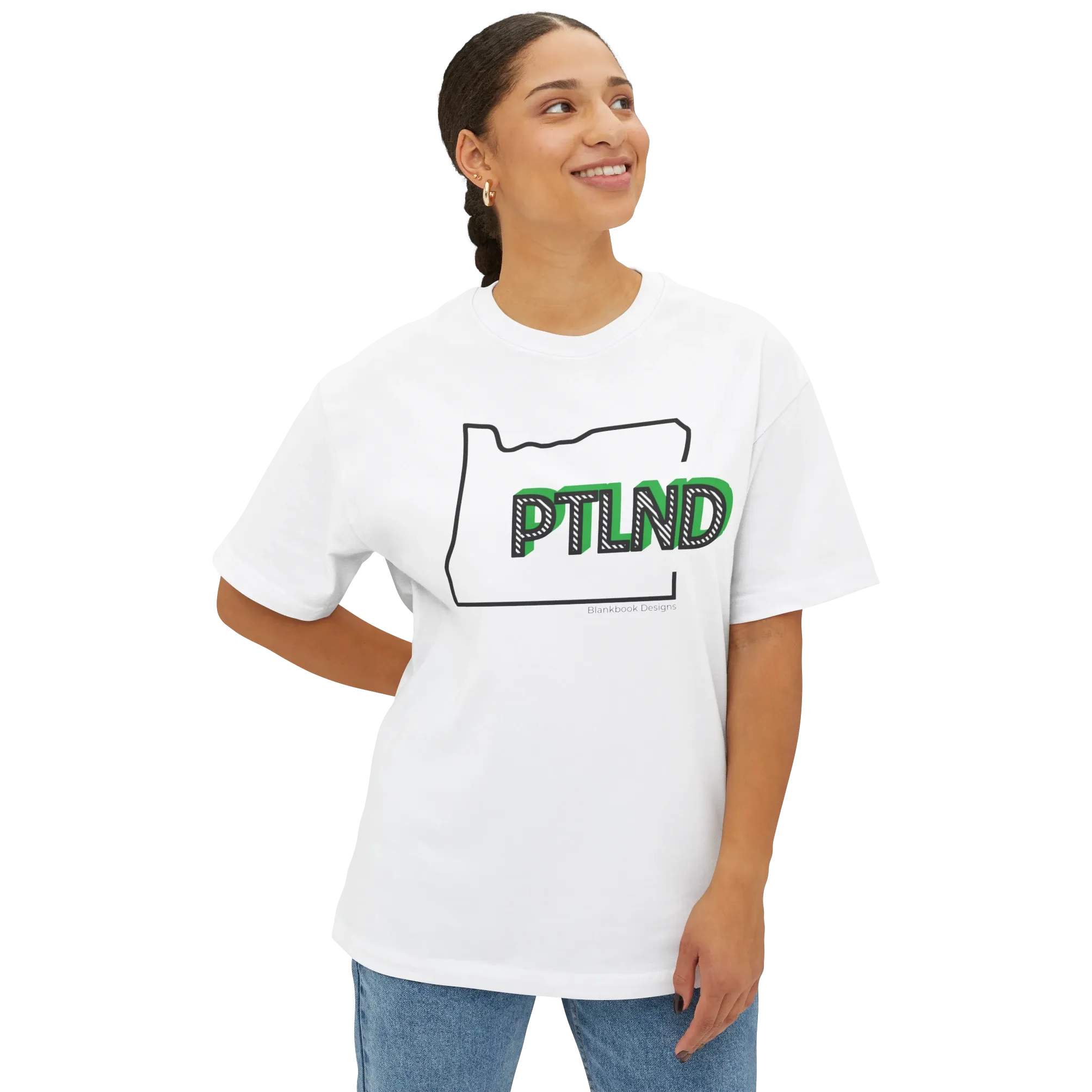 PTLND Tee, Green Shadow, White, image 2 of 7