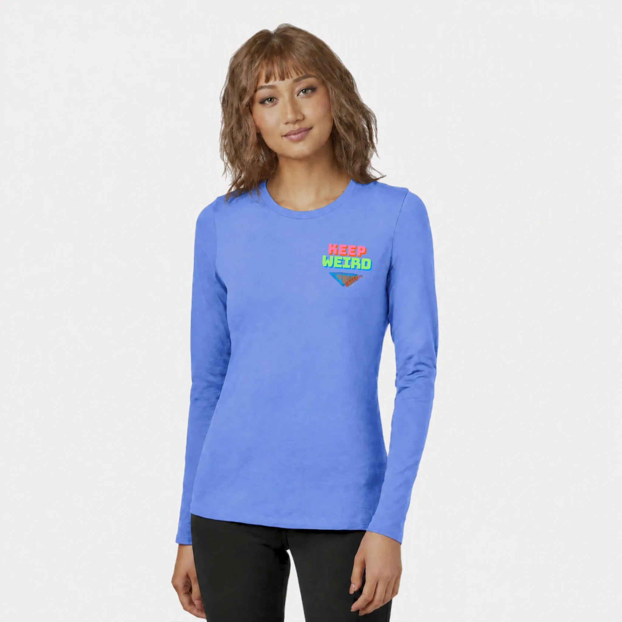 Keep Weird Women's Longsleeve, Heathered Royal, image 2 of 3