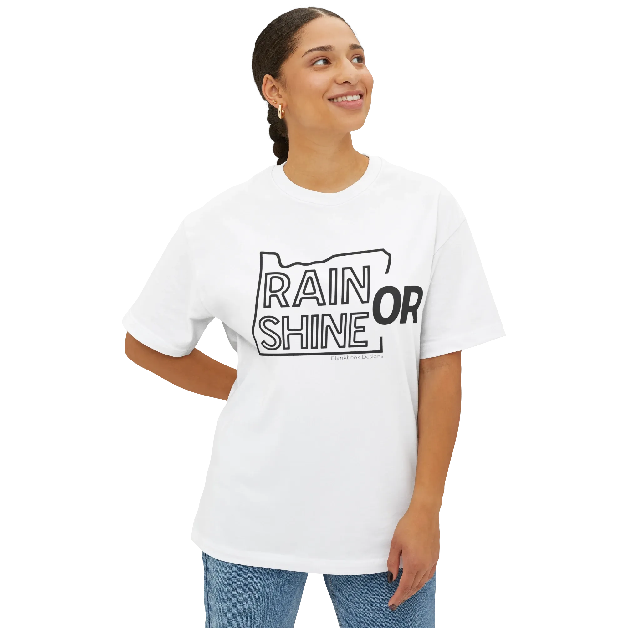 Rain or Shine Tee, Black Print, White, image 2 of 7