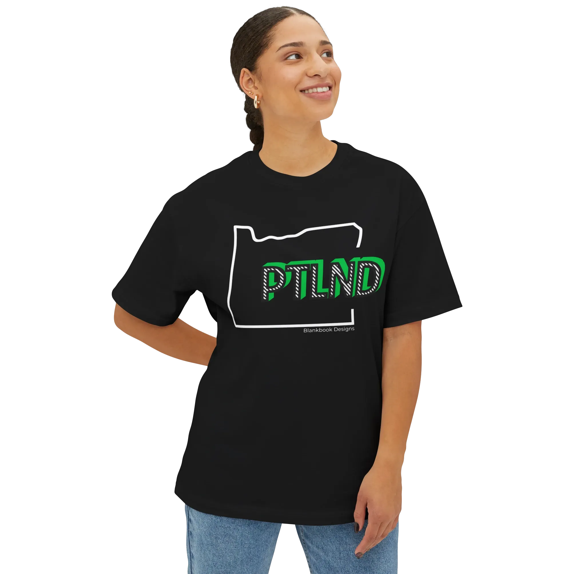 PTLND Tee, White and Green, Black, image 2 of 7