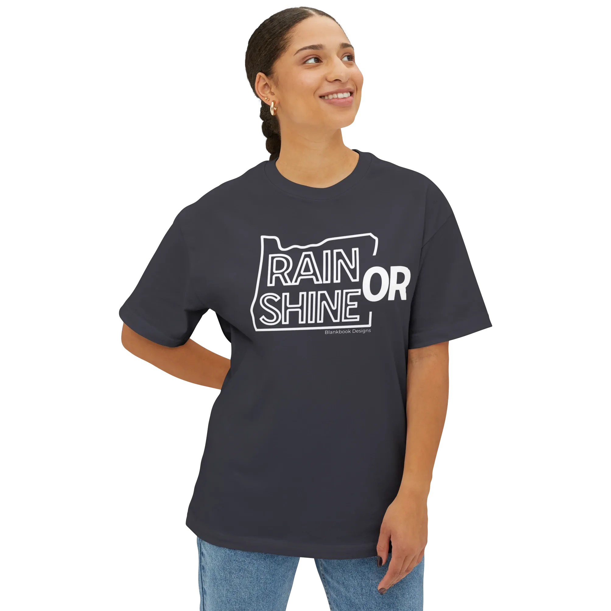 Rain or Shine Tee, White Print, Dark Grey, image 2 of 7