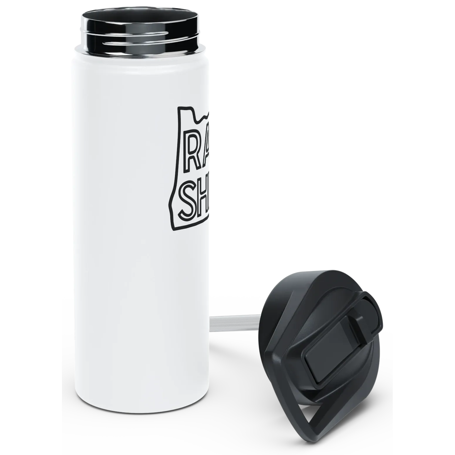 Rain or Shine Bottle, Black Print, White, 18oz, image 2 of 4
