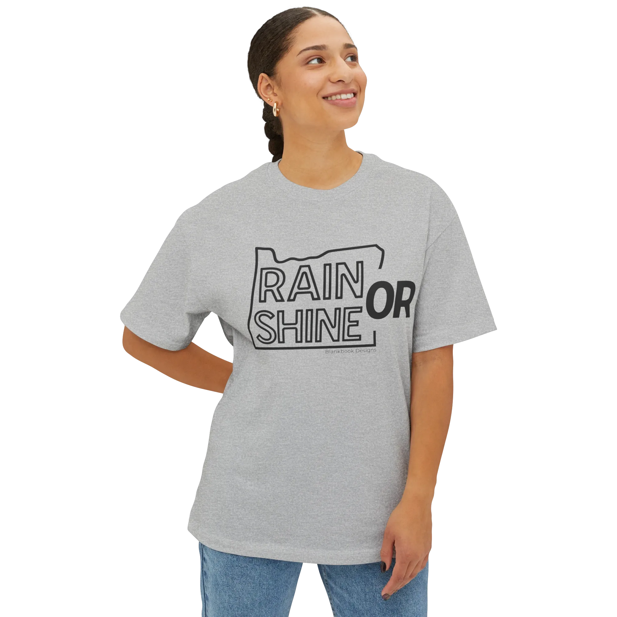 Rain or Shine Tee, Black Print, Athletic Heather, image 2 of 7