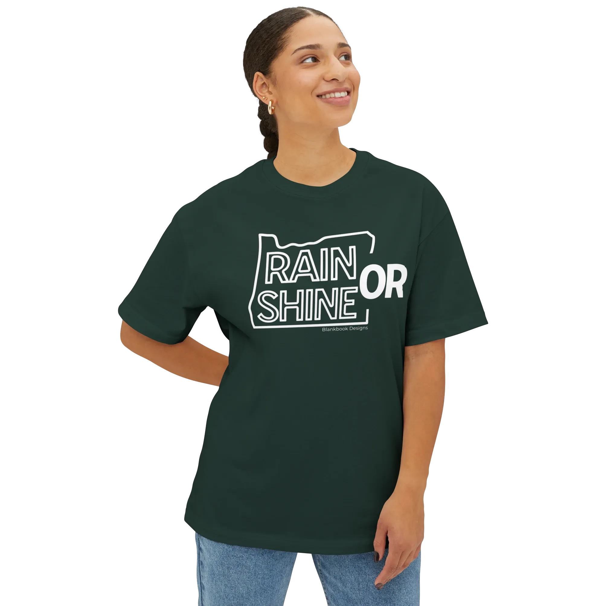 Rain or Shine Tee, White Print, Forest, image 2 of 7