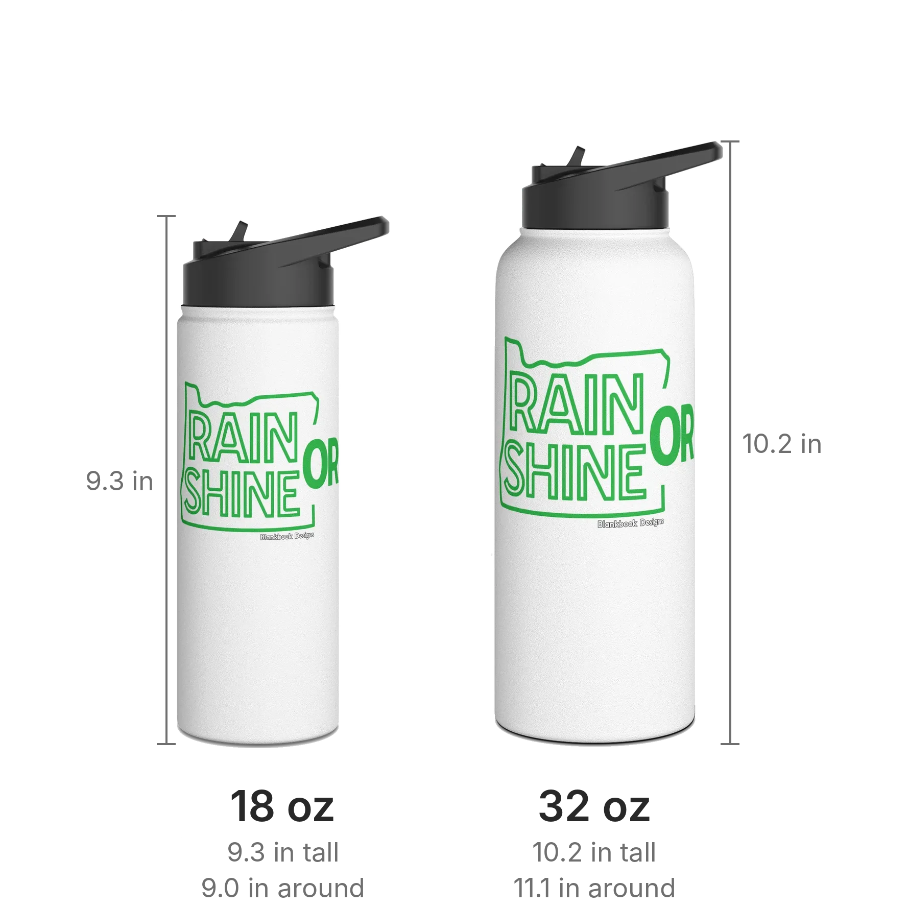 Rain or Shine Bottle, Black Print, White, 32oz, image 4 of 4