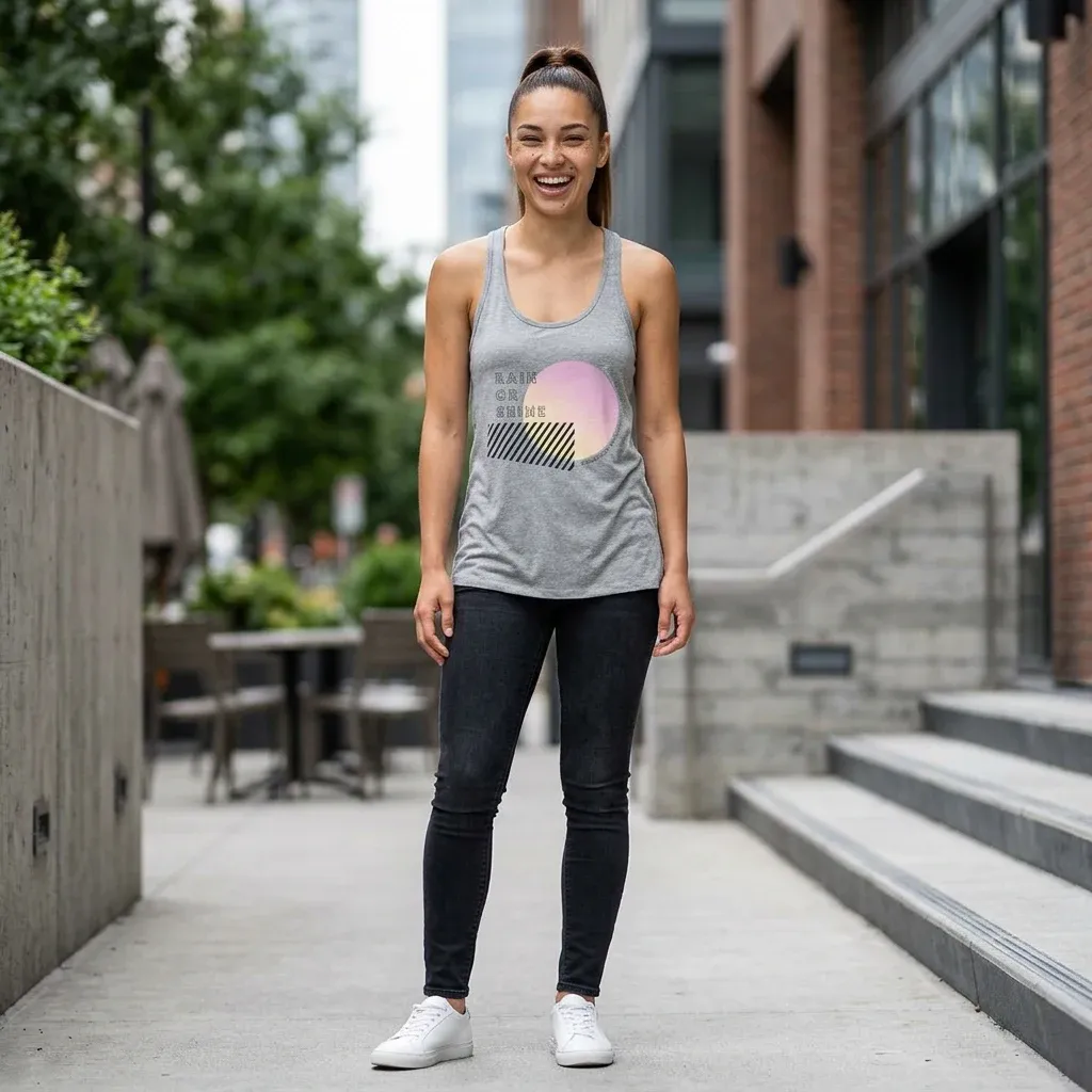 Gradient Sun Pink Tank, Athletic Heather, image 3 of 5