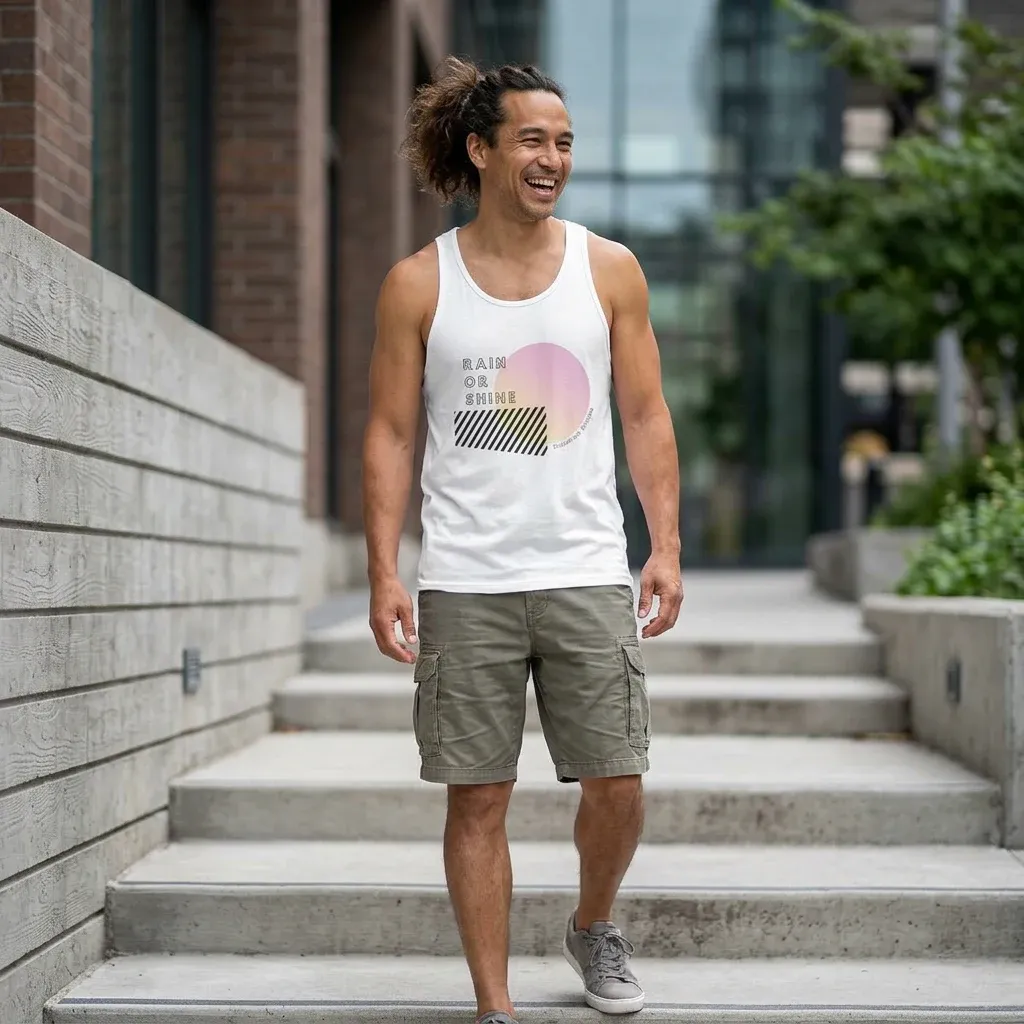 Gradient Sun Pink Tank, Athletic Heather, image 4 of 5