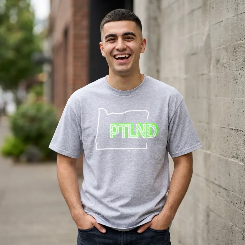 PTLND Tee, White and Lime, Navy, image 6 of 7