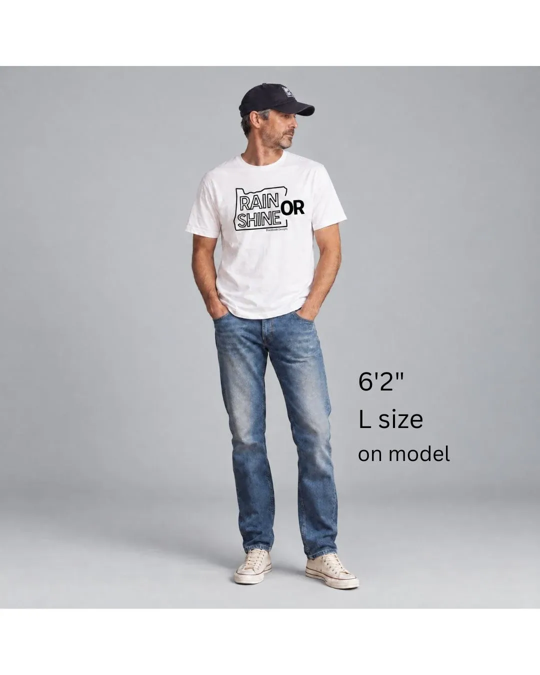 Rain or Shine Tee, Black Print, White, image 6 of 7