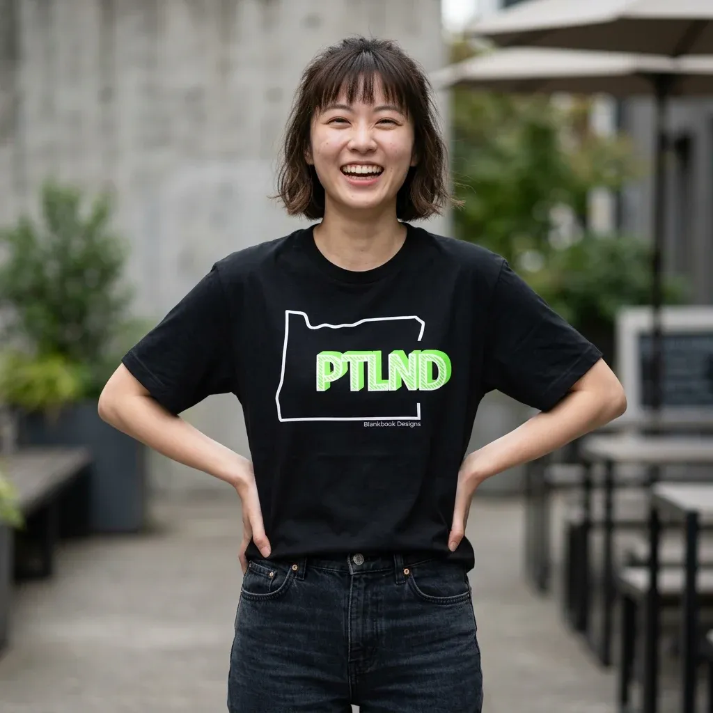 PTLND Tee, White and Lime, Navy, image 7 of 7